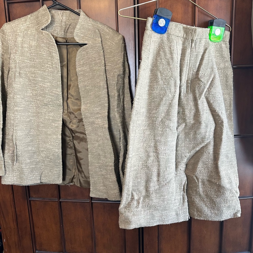 Vintage Tan Textured Suit Set